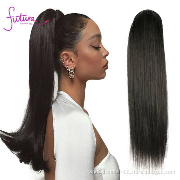 Futura Natural Hair Yaki Straight Afro Kinky Curly Body Wave Drawstring Clip In Ponytail Extensions Synthetic Hair Ponytails